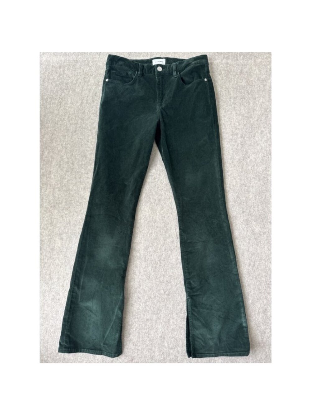 FRAME Le Mini Boot Corduroy Jeans Womens 29 Pine Green Slit‎ Hem Stretch